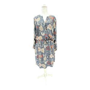 LOFT Dress Womens Extra Large Floral Midi Long Sleeve Drawstring Pockets Rayon